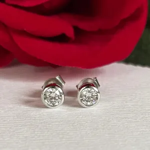 1 ctw Bezel Stud Earrings