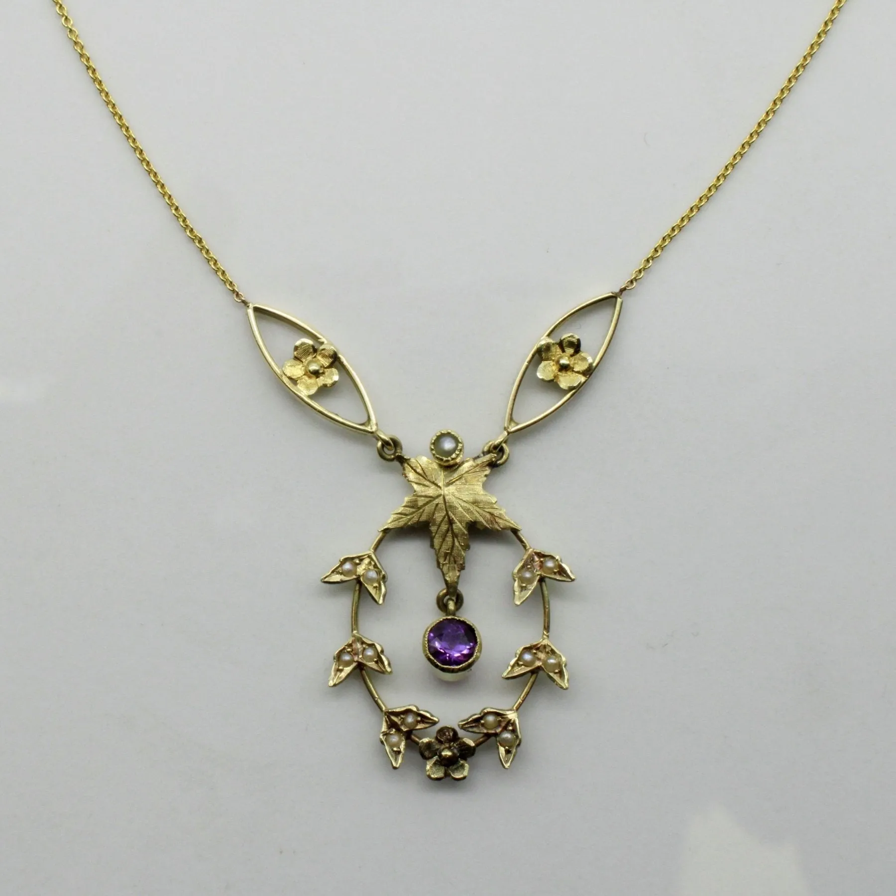 '100 Ways' Edwardian Amethyst & Seed Pearl Necklace | 0.28ct | 18" |