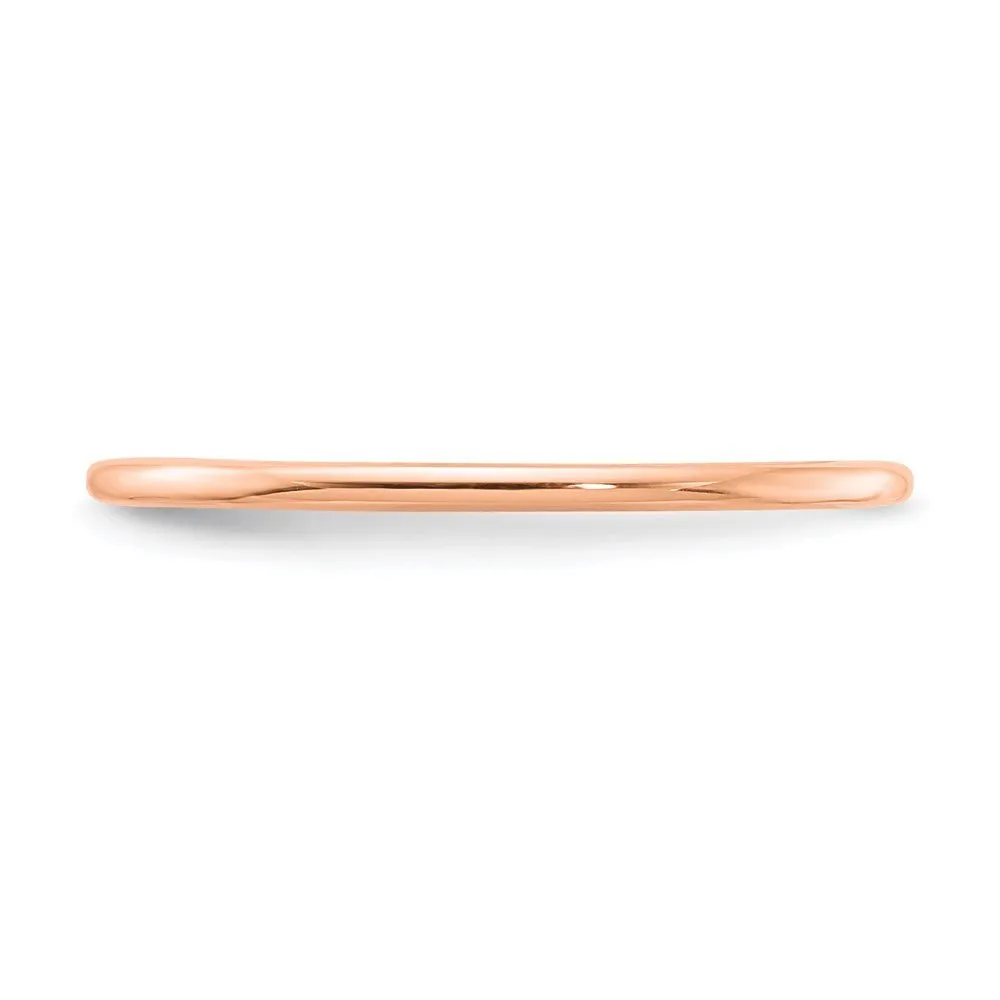 1.2mm 10k Rose Gold Polished Half Round Stackable Band