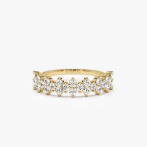 14k Cluster Diamond Half Eternity Wedding Band