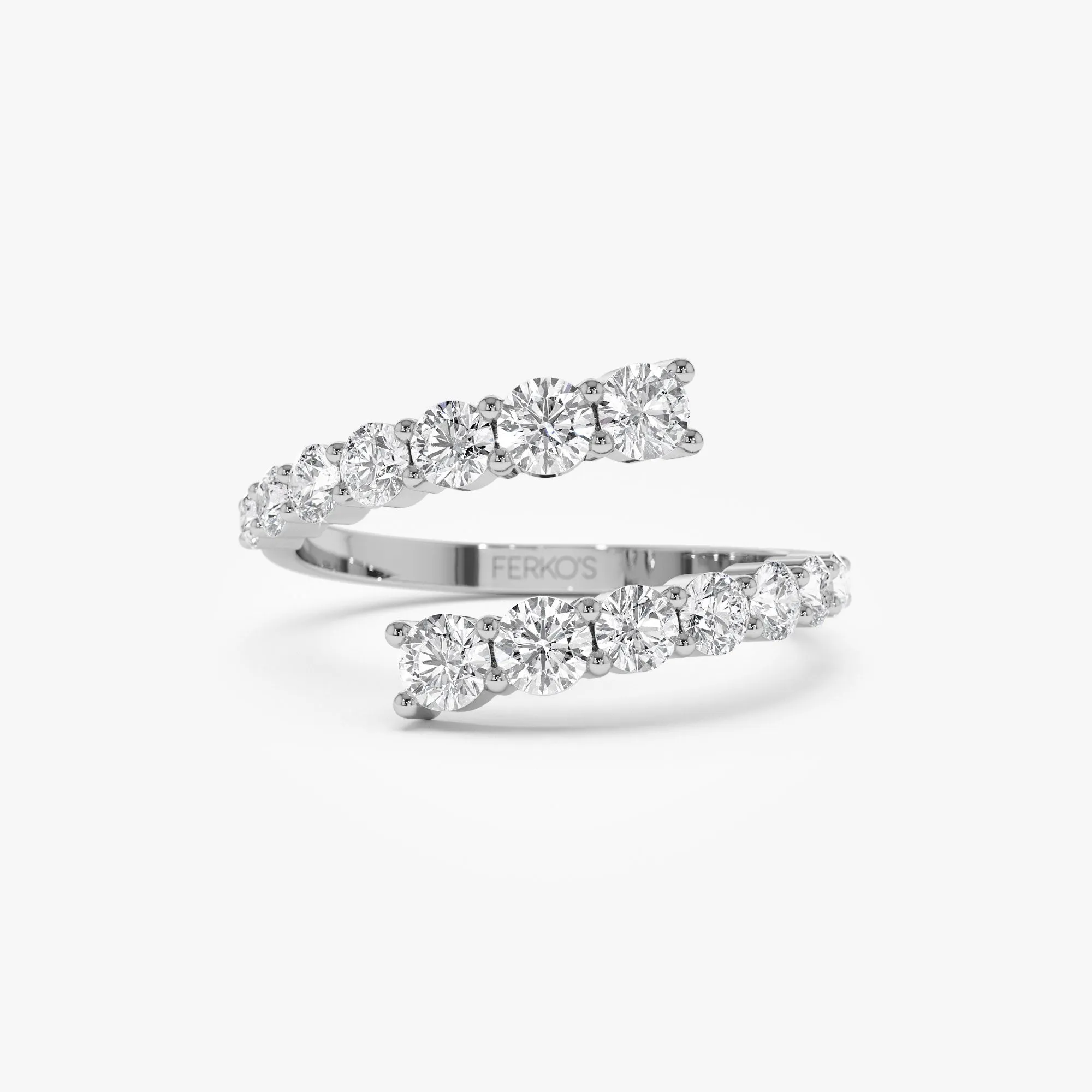 14k Cross Over Graduated Diamond Wrap Ring