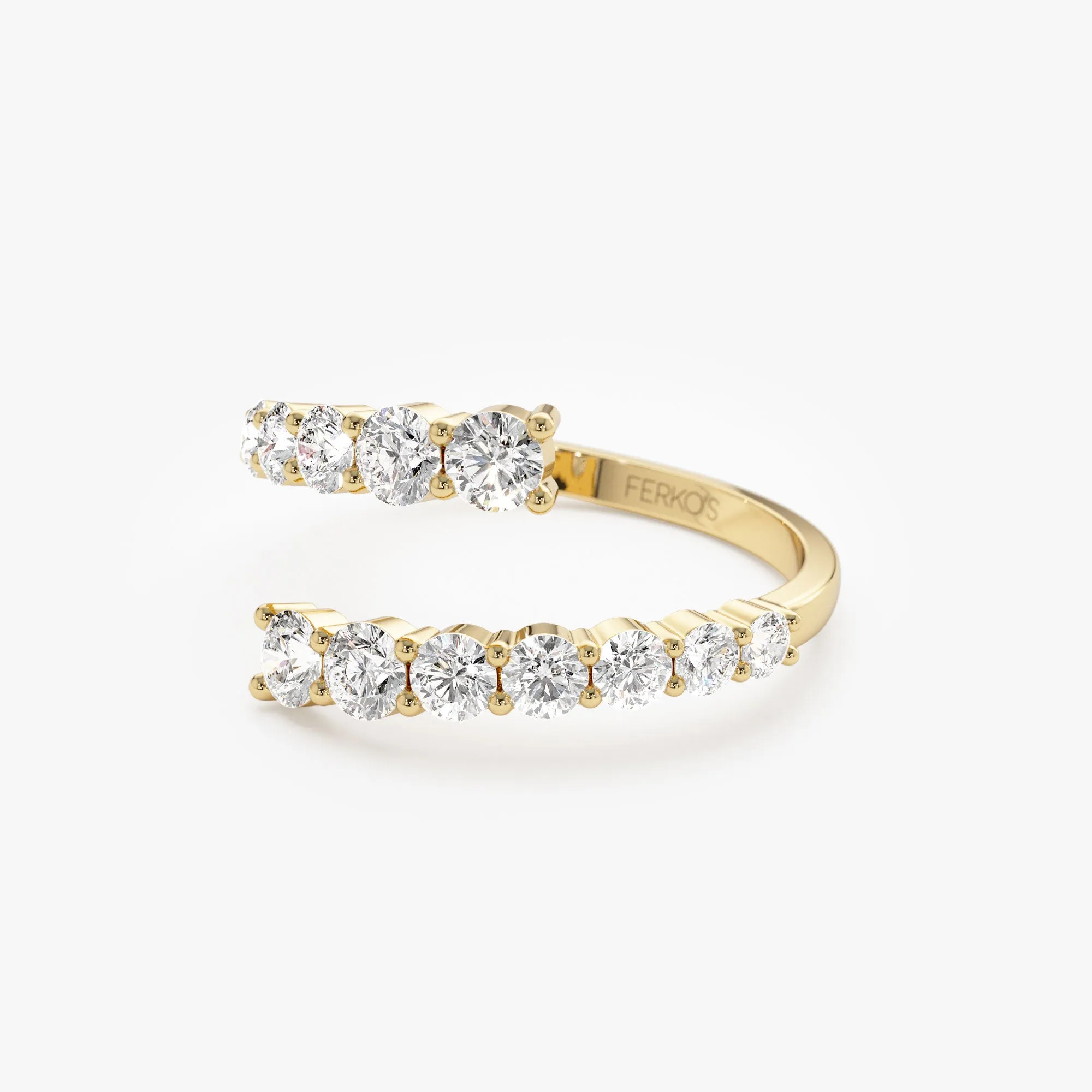 14k Cross Over Graduated Diamond Wrap Ring