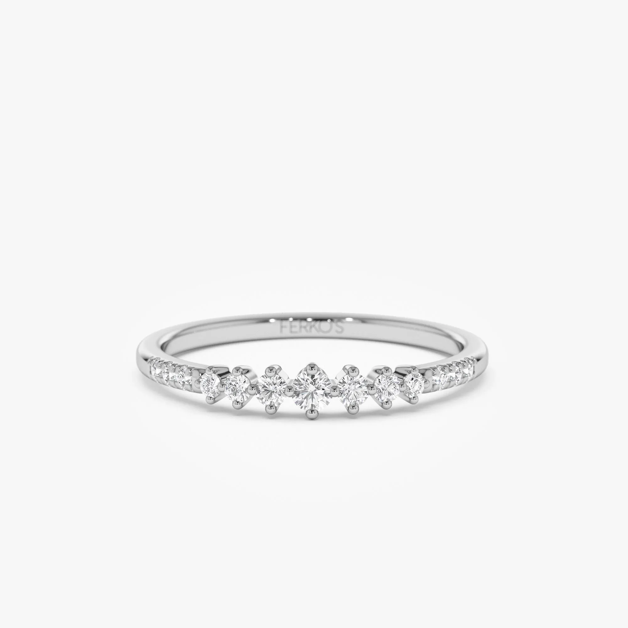 14k Dainty Graduating Diamond Wedding Ring