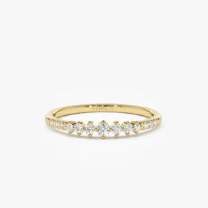 14k Dainty Graduating Diamond Wedding Ring