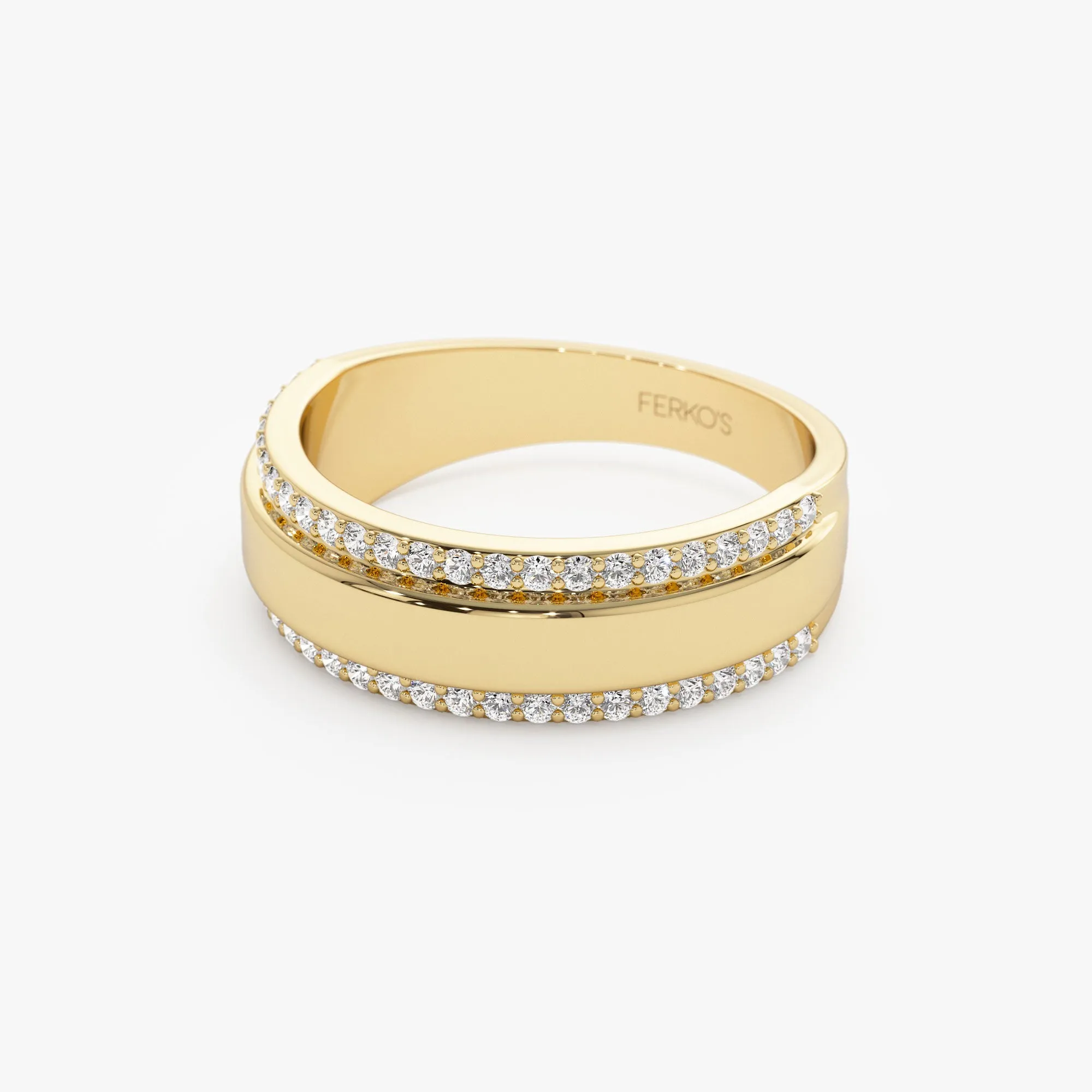 14k Diamond Diamond Edge Wedding Band