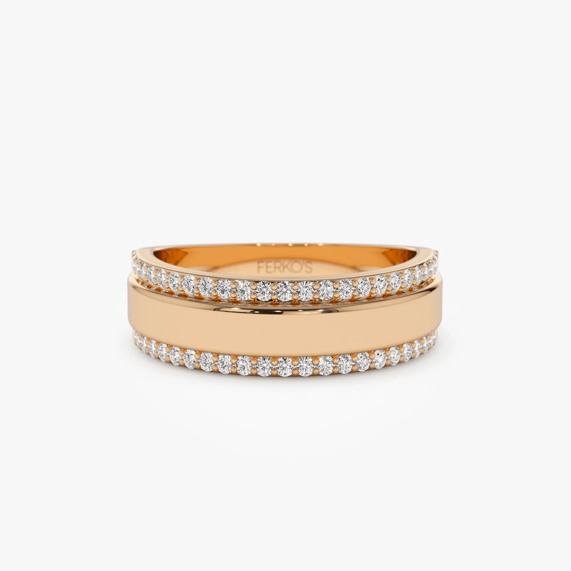 14k Diamond Diamond Edge Wedding Band