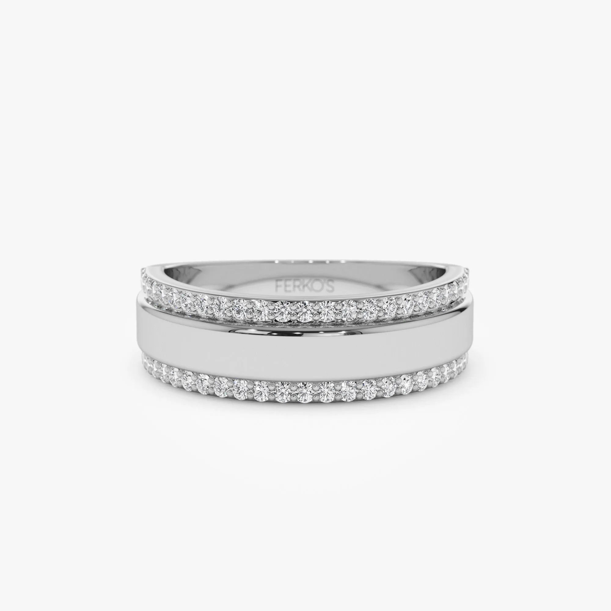 14k Diamond Diamond Edge Wedding Band