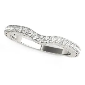 14k White Gold Antique Style Milgrained Curved Diamond Ring (1/4 cttw)