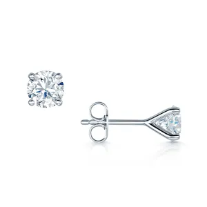 18ct White Gold GIA Certificated Round Brilliant Cut Diamond Stud Earrings