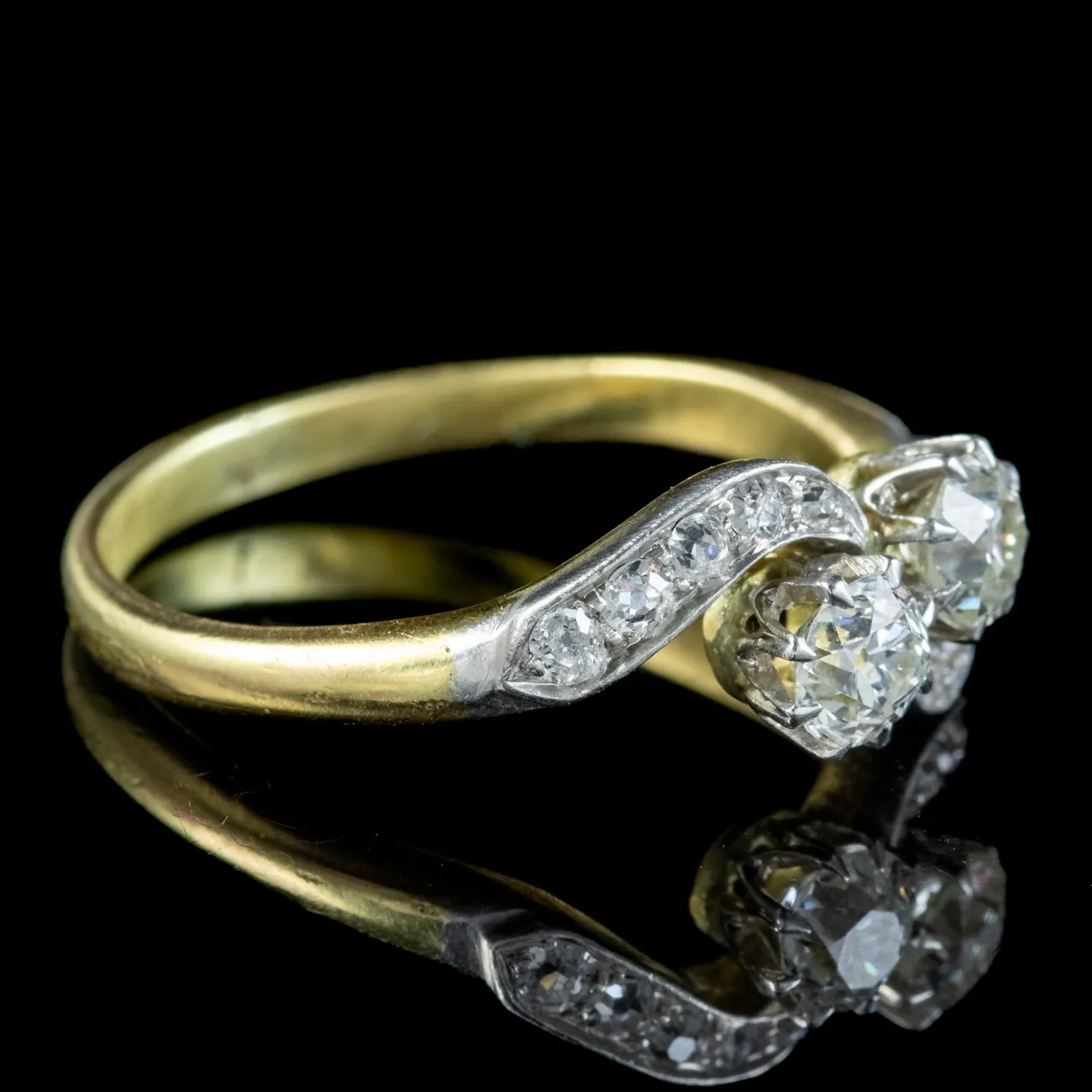 Antique Edwardian Diamond Toi Et Moi Twist Ring 0.66ct Of Diamond