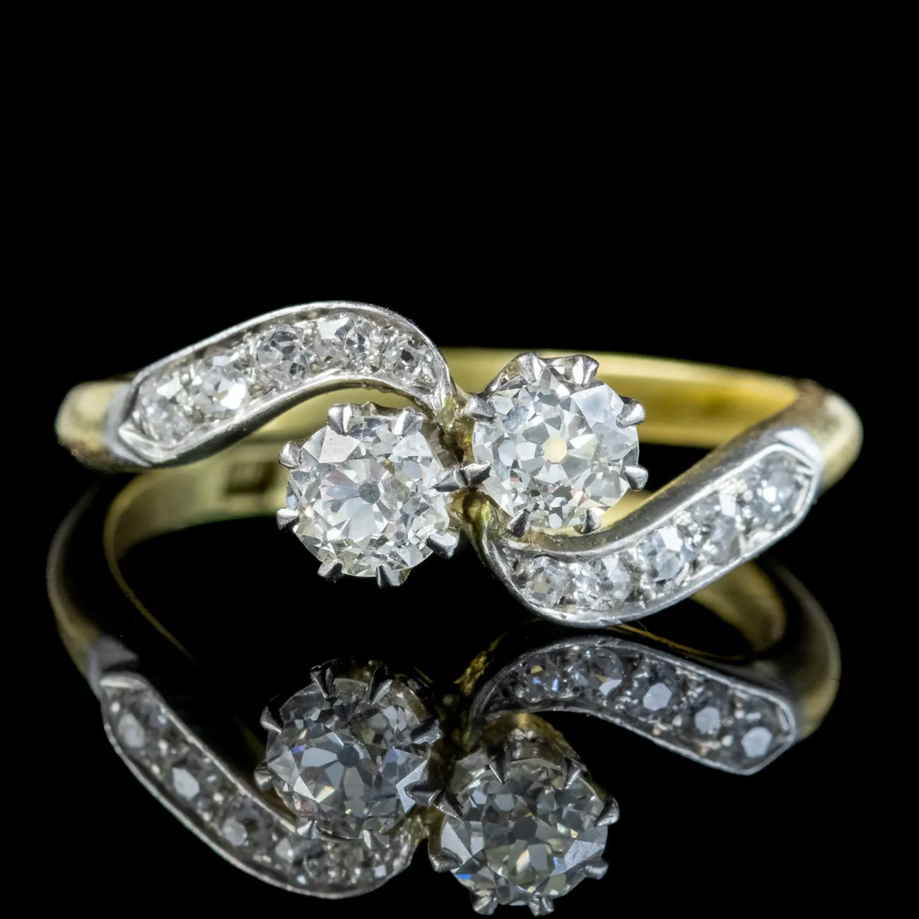 Antique Edwardian Diamond Toi Et Moi Twist Ring 0.66ct Of Diamond