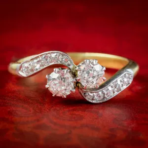 Antique Edwardian Diamond Toi Et Moi Twist Ring 0.66ct Of Diamond