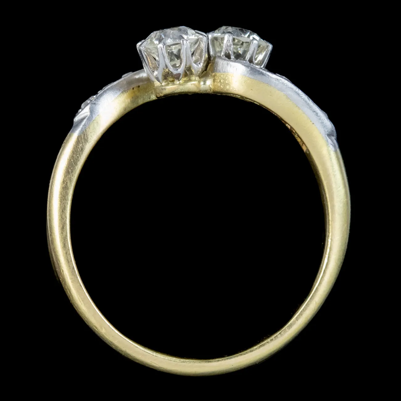 Antique Edwardian Diamond Toi Et Moi Twist Ring 0.66ct Of Diamond