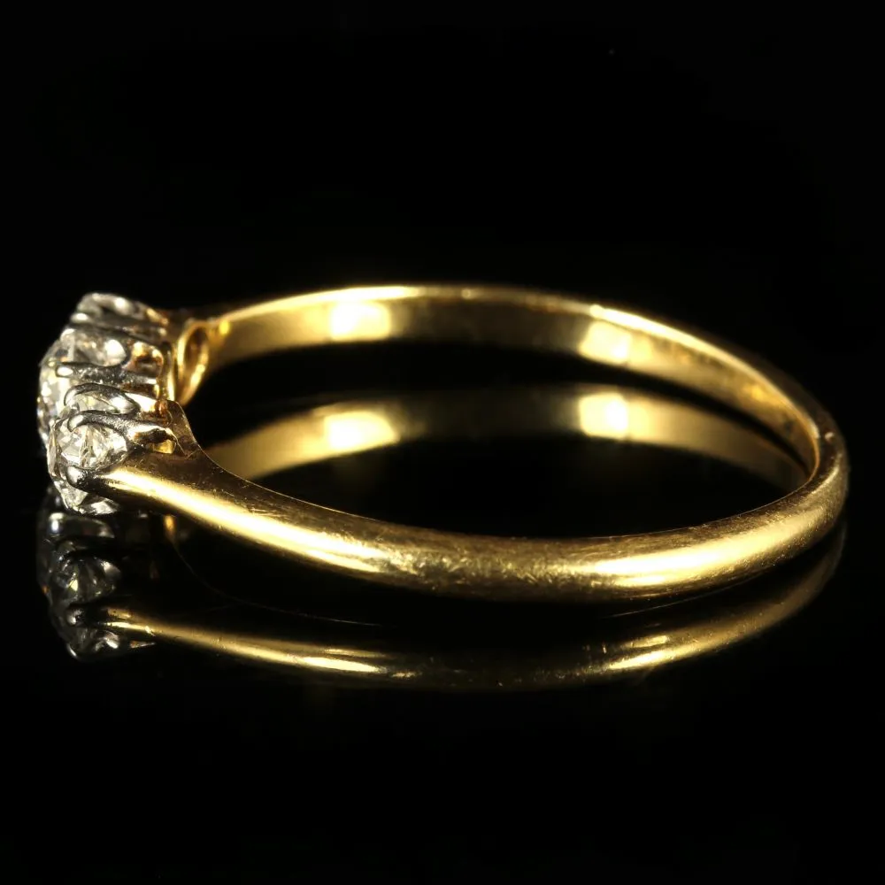 Antique Edwardian Diamond Trilogy Ring 18Ct Gold Circa 1910 Engagement Ring