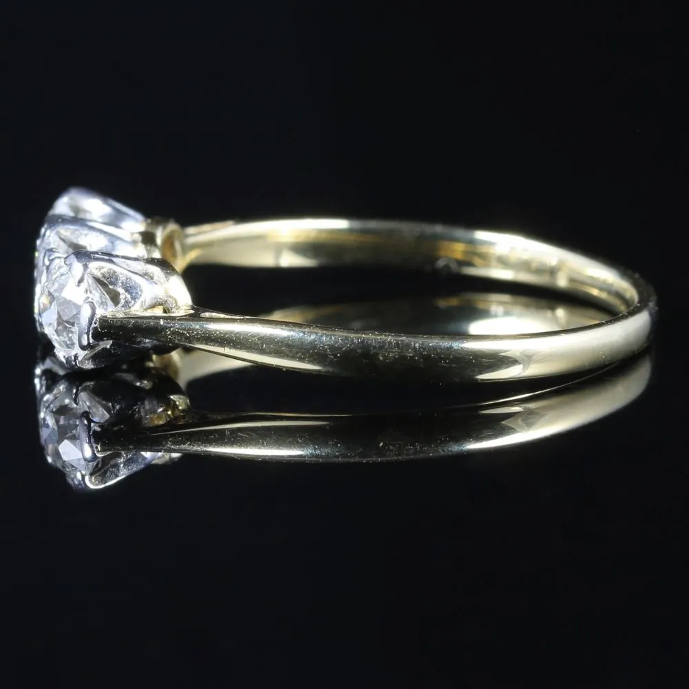 Antique Edwardian Diamond Trilogy Ring Circa 1915 Gold Plat