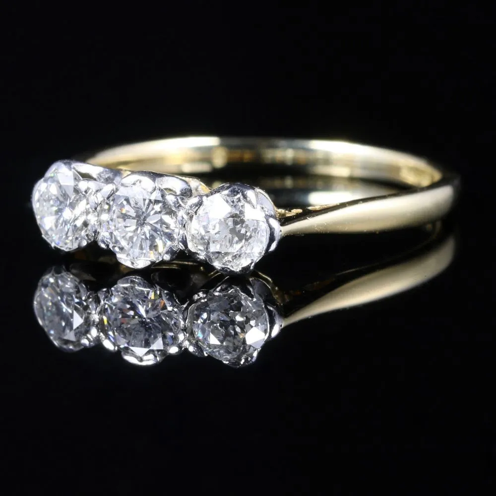 Antique Edwardian Diamond Trilogy Ring Circa 1915 Gold Plat