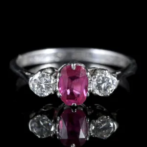 Antique Edwardian Ruby Diamond Trilogy Ring Gordon To Libbie Circa 1910