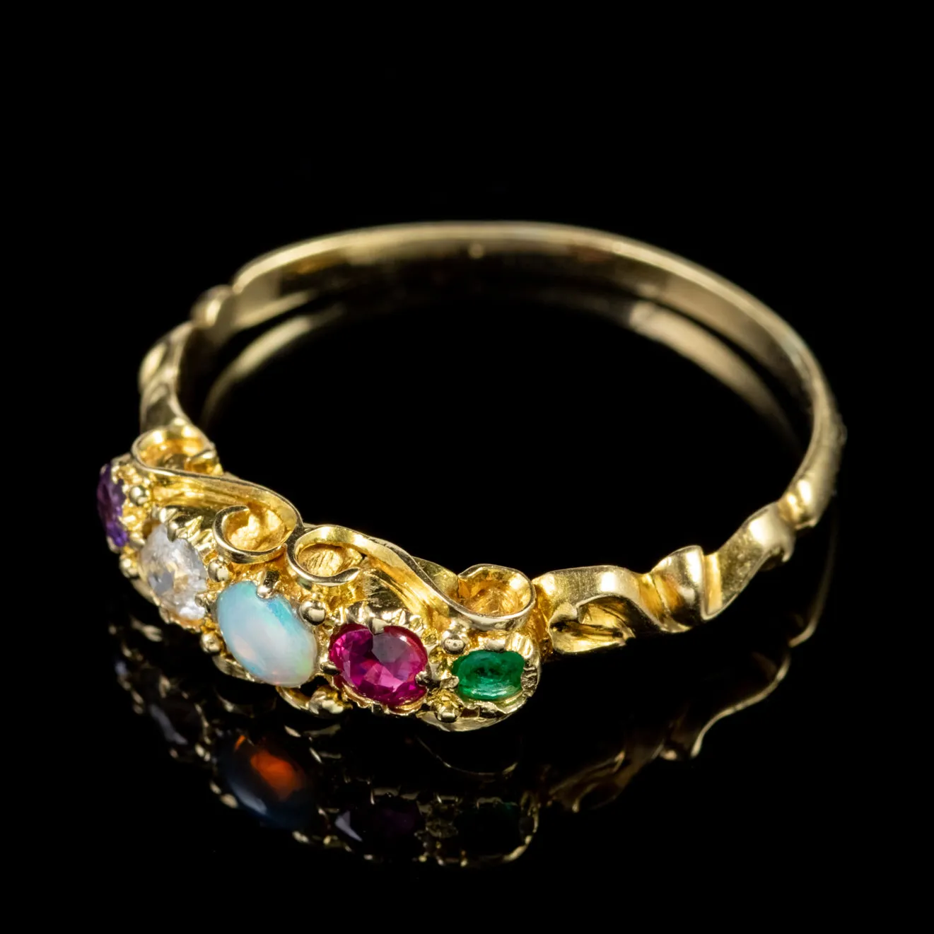 Antique Victorian 18Ct Gold Adore Ring Circa 1860