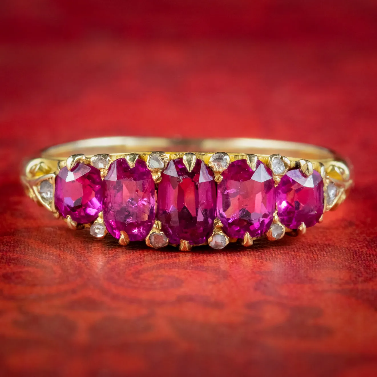 Antique Victorian Pink Sapphire Diamond Ring 2ct Of Sapphire With CERT