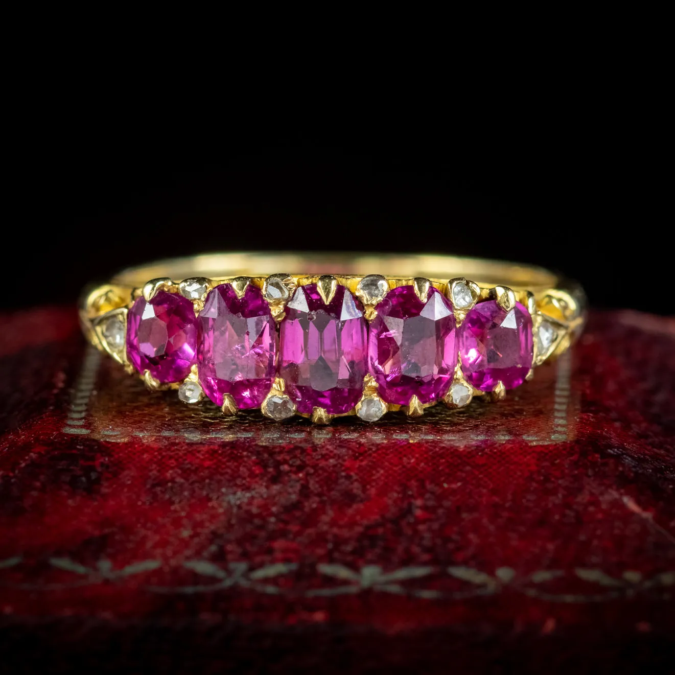 Antique Victorian Pink Sapphire Diamond Ring 2ct Of Sapphire With CERT