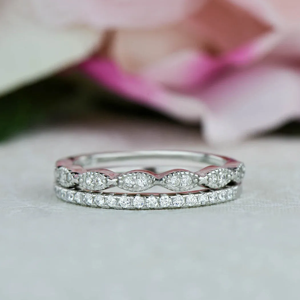 Art Deco Half Eternity Band Set