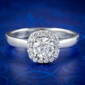 Art Deco Style Diamond Cluster Ring 0.80ct Vs1-D Colour Diamond With Cert