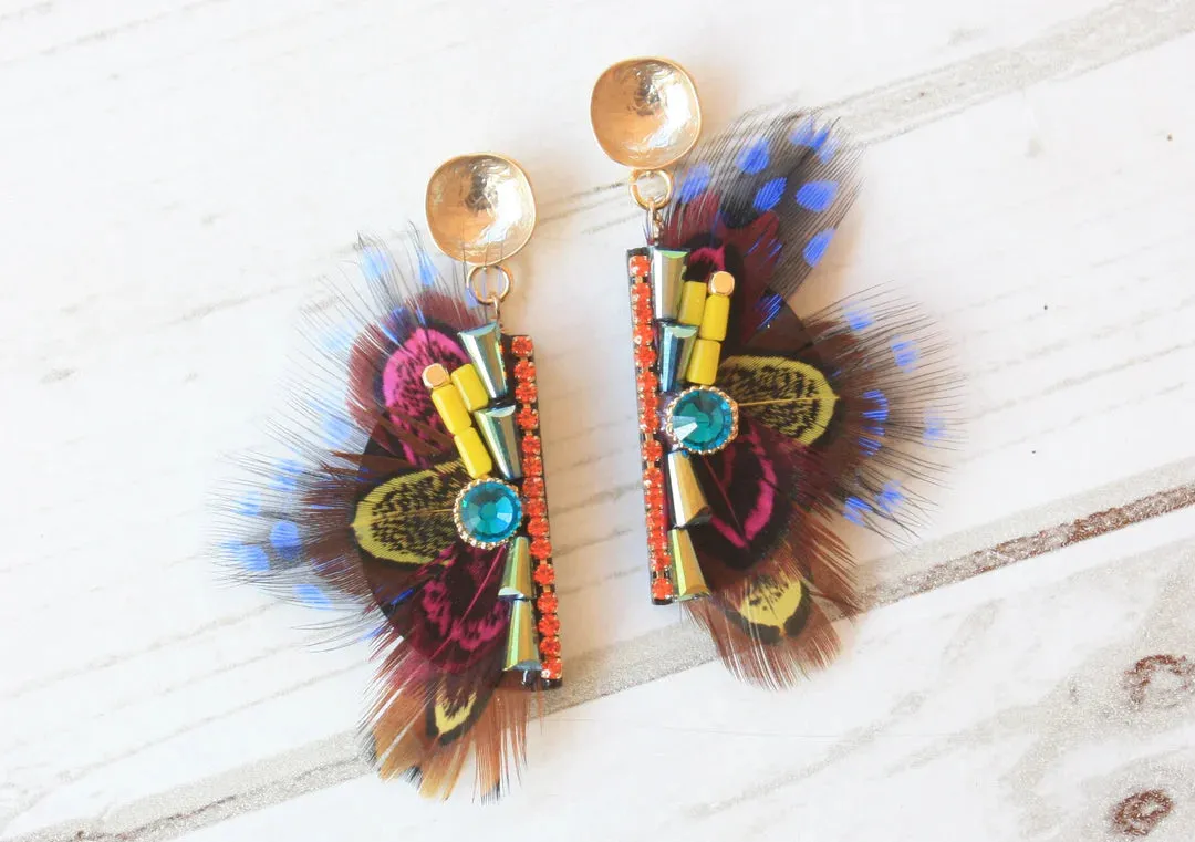 Beaded Feather Earrings