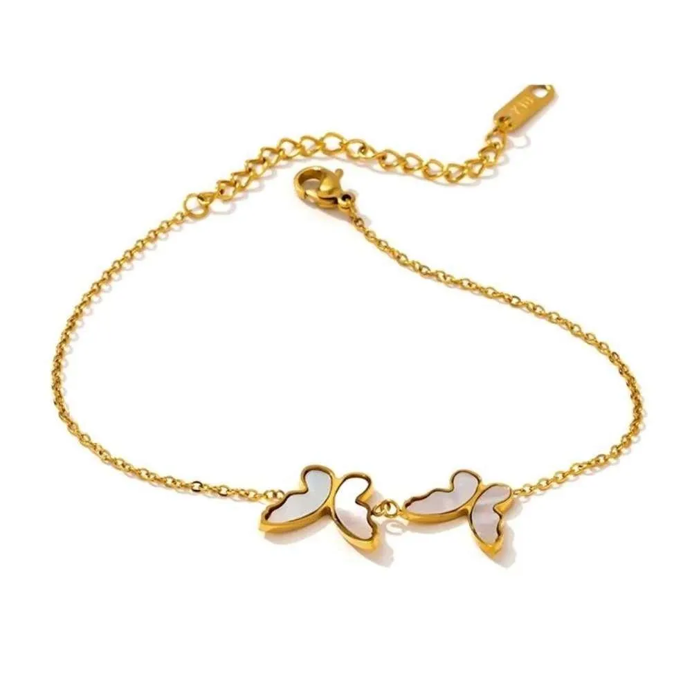 Butterfly Bracelet in Gold with Sea Shell Inlay Bracelet for Women