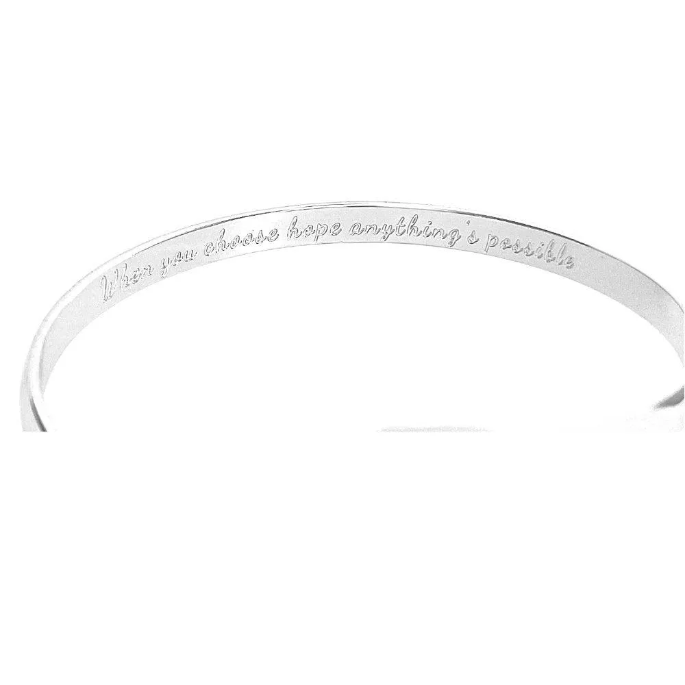 Cancer Awareness Bracelets, Engraved Bracelets When you choose hope anything’s possible- Cancer Awareness Sign