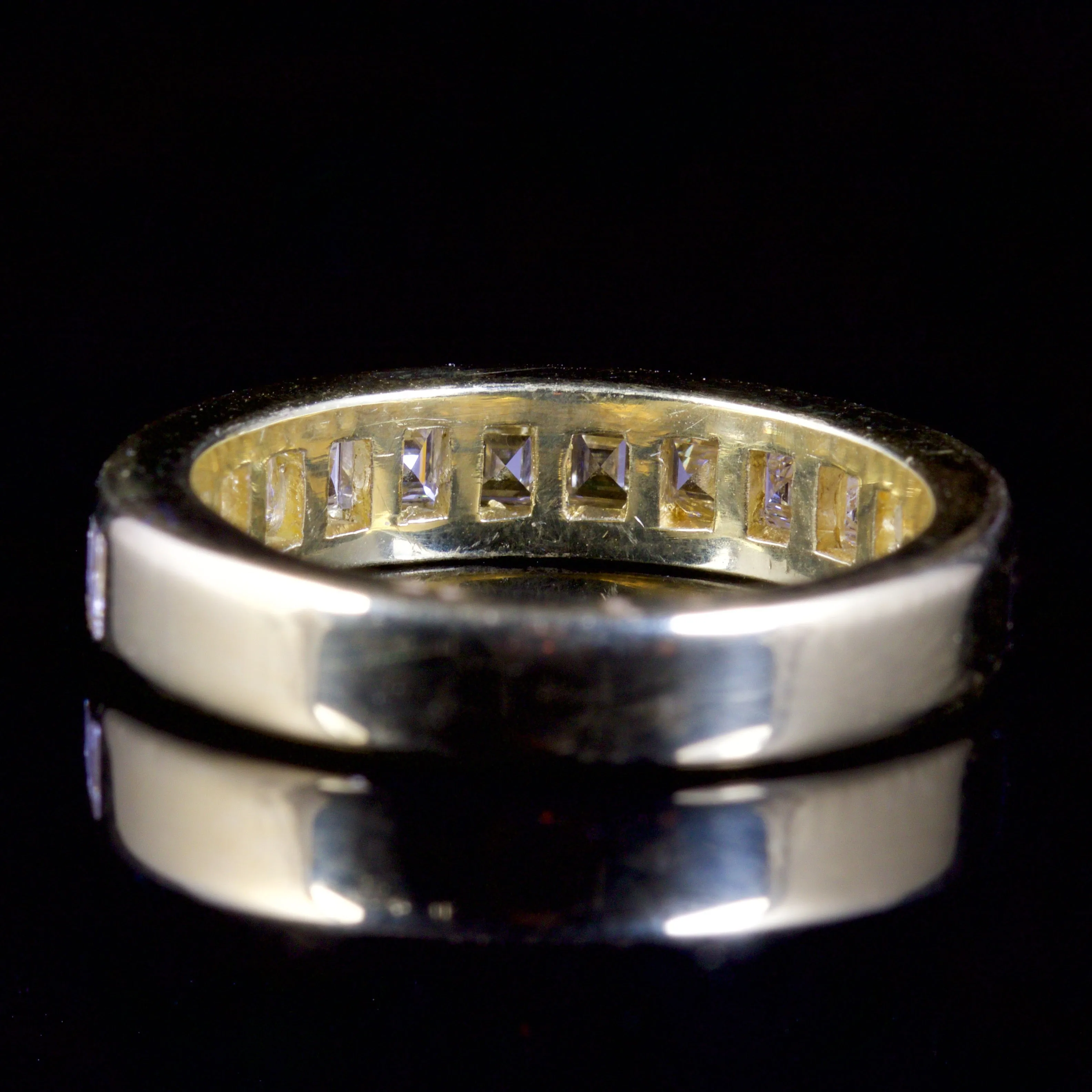 Carre Cut Diamond Half Eternity Ring 18Ct Gold