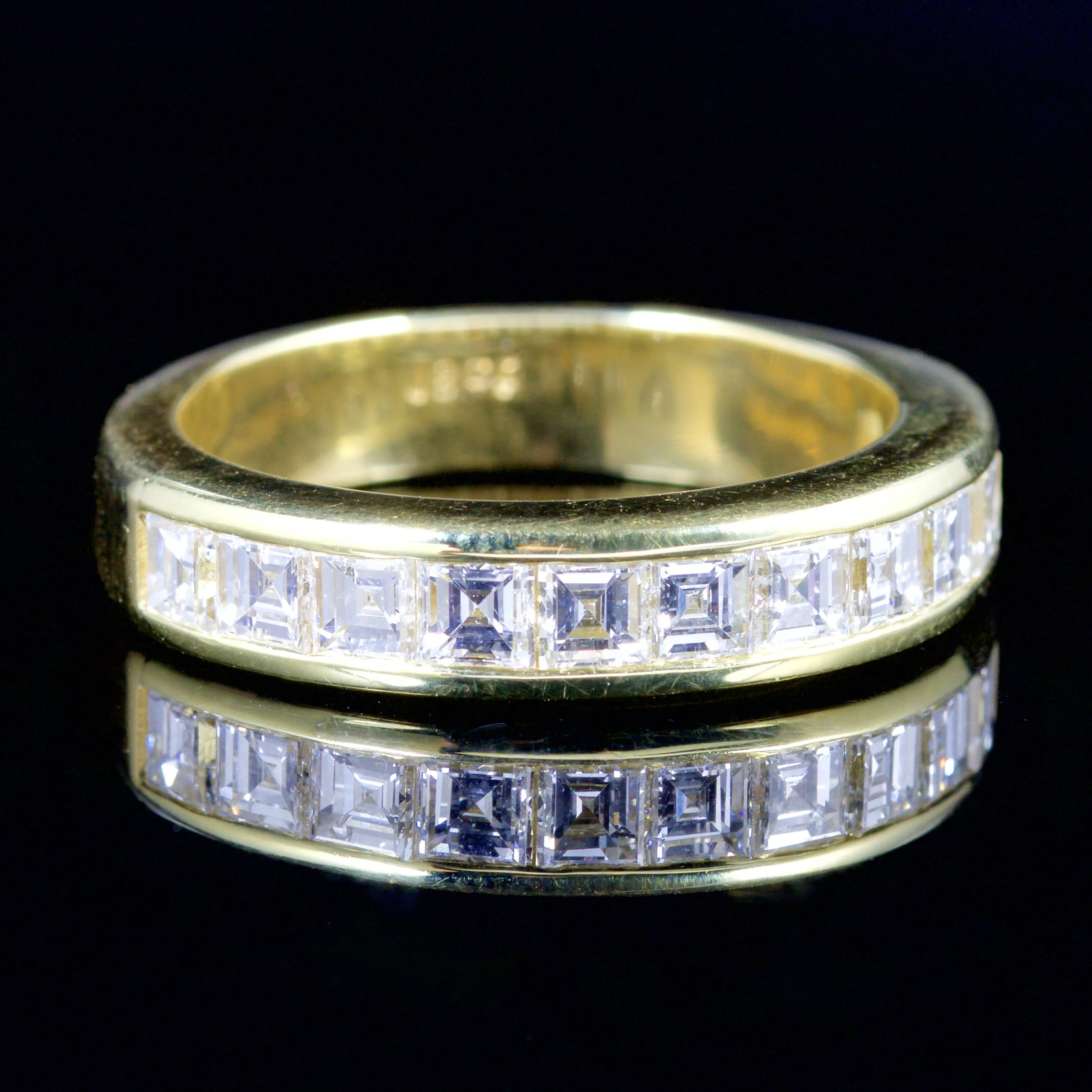 Carre Cut Diamond Half Eternity Ring 18Ct Gold