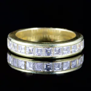 Carre Cut Diamond Half Eternity Ring 18Ct Gold