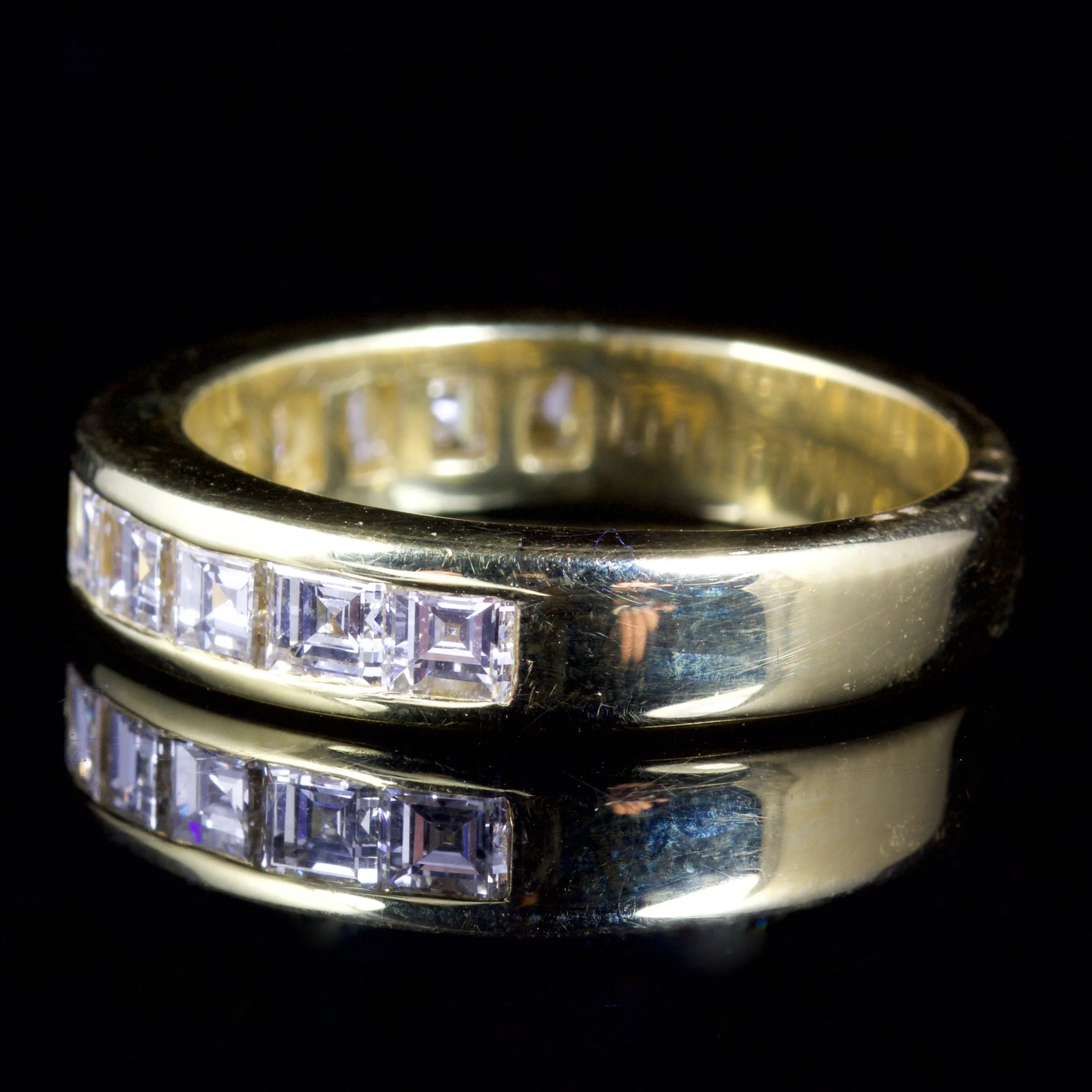 Carre Cut Diamond Half Eternity Ring 18Ct Gold