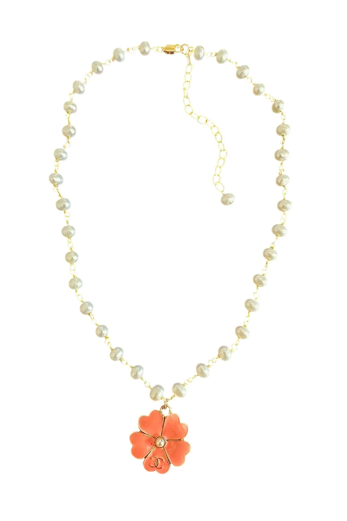 CC Pink Flower Charm Necklace