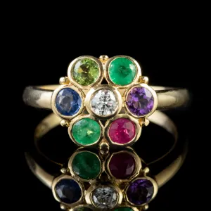 Dearest Gemstone Sentiment Cluster Ring 9Ct Gold