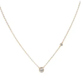 Double Round Yellow Gold Plated Pendant Necklace