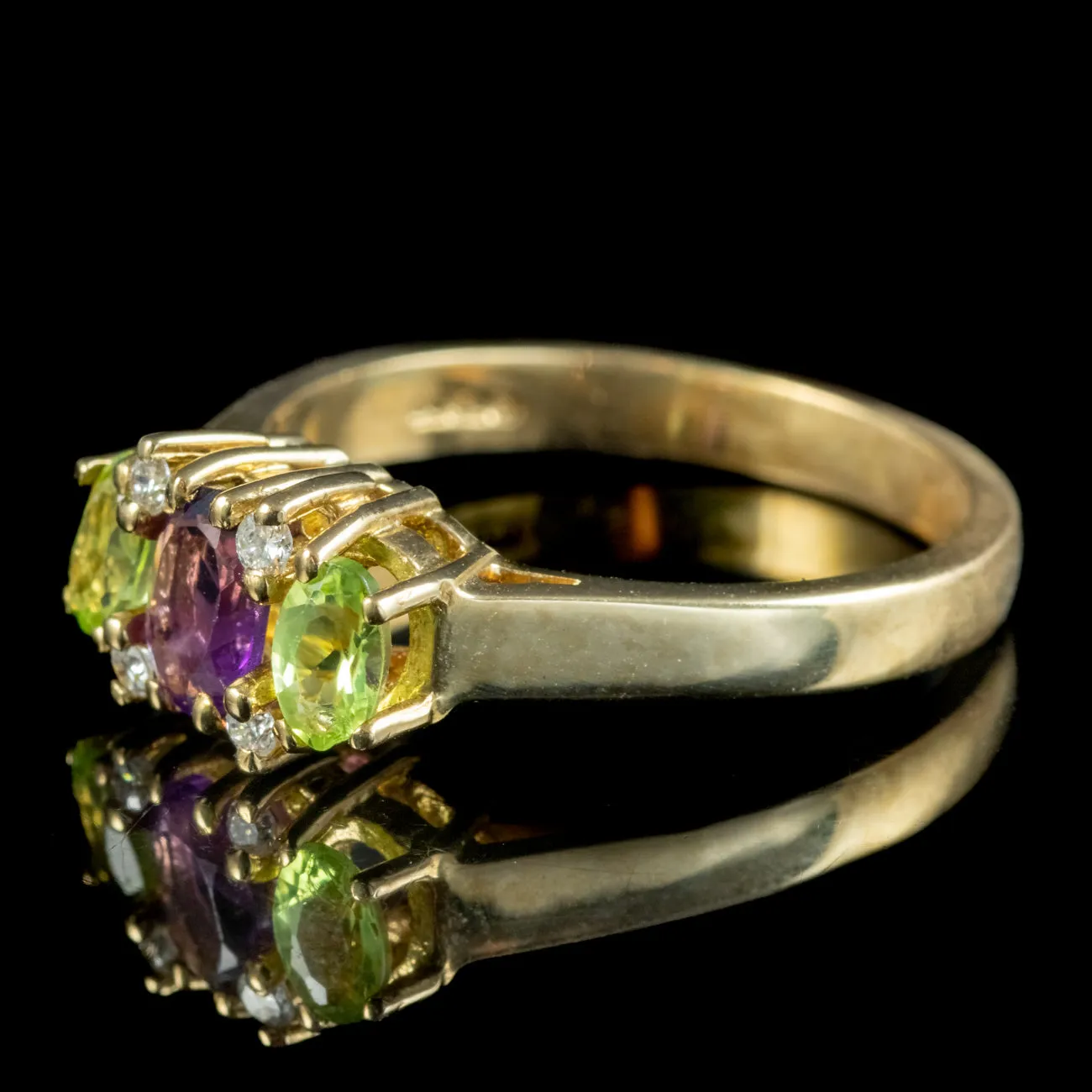 Edwardian Suffragette Style Amethyst Peridot Diamond Ring