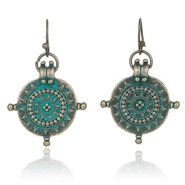 Ethnic Engraved Drop Earrings