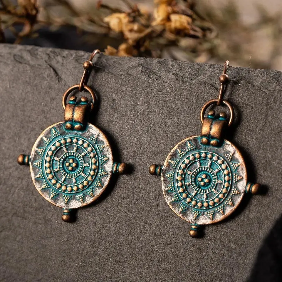 Ethnic Engraved Drop Earrings