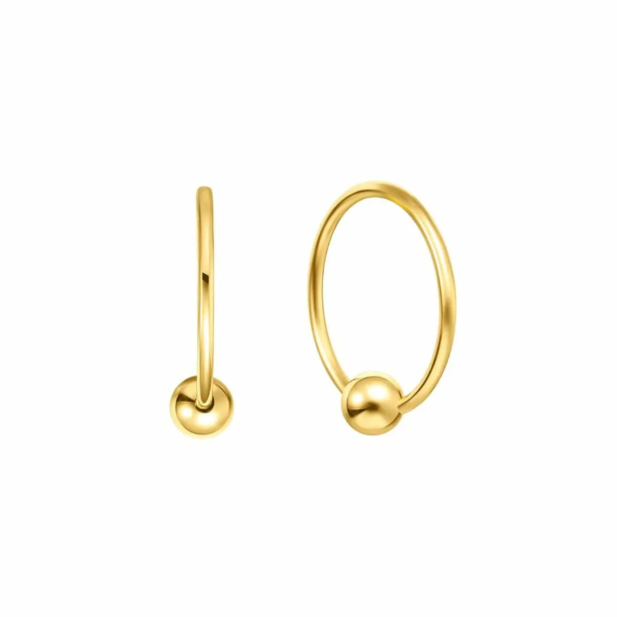 FANCIME Minimalist Ball 18k Yellow Gold Hoop Earrings