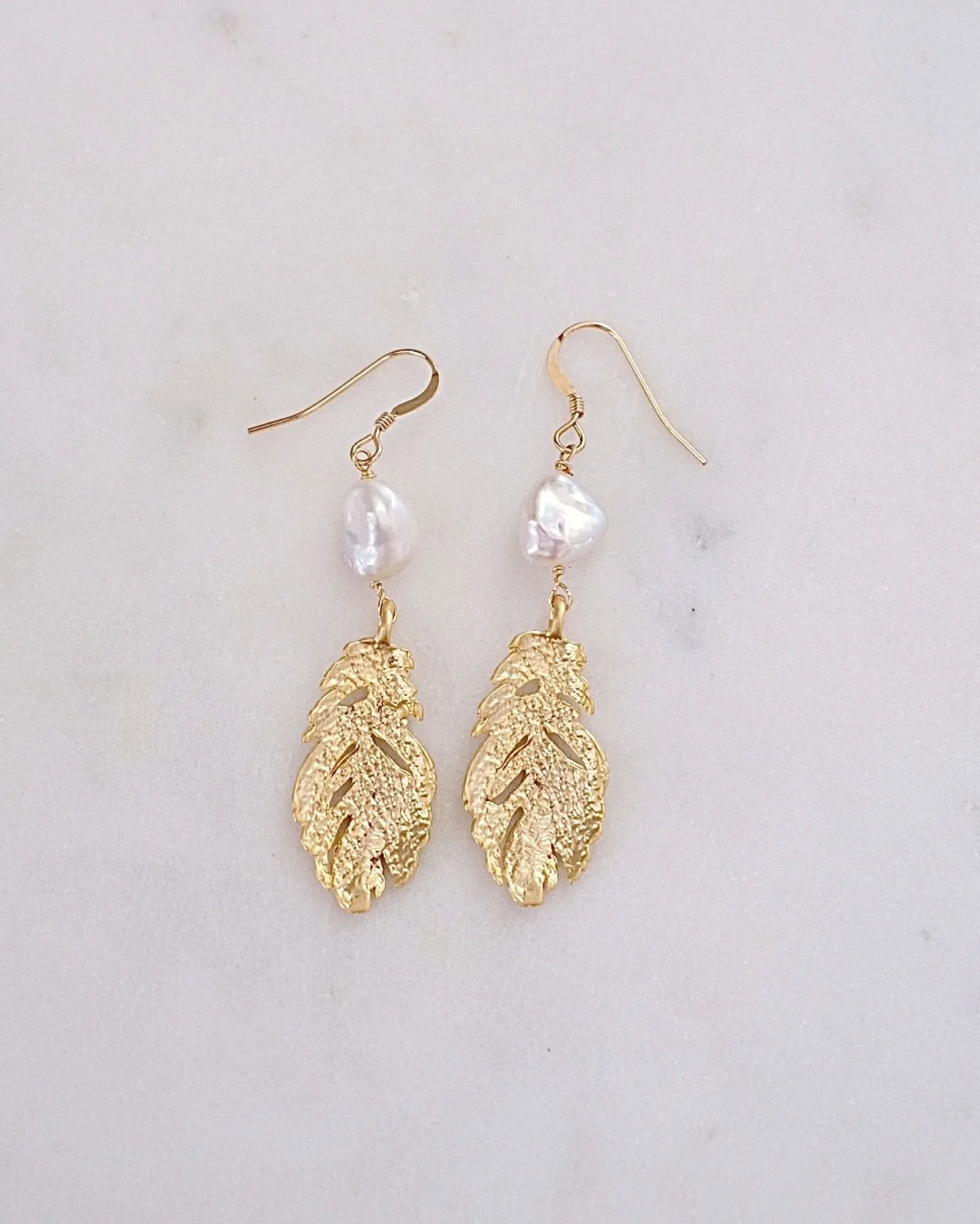 Feather Pearl Earrings