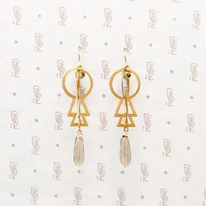 Fierce Brass & Smoky Quartz Earrings by Brin