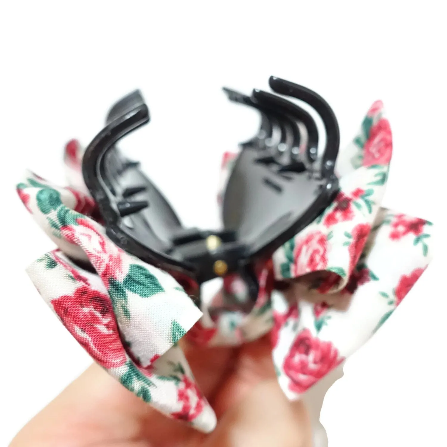 flower print floral hair bow claw women pretty bow hair clamp