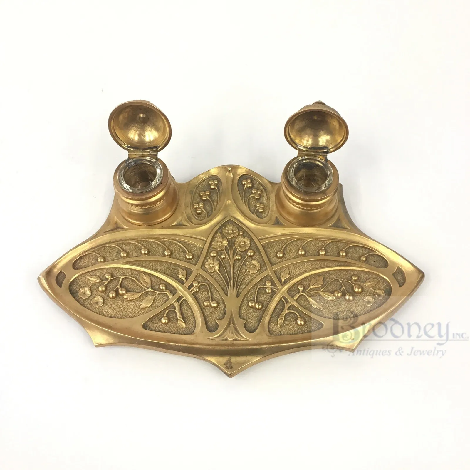 French Art Nouveau Bronze Inkwell