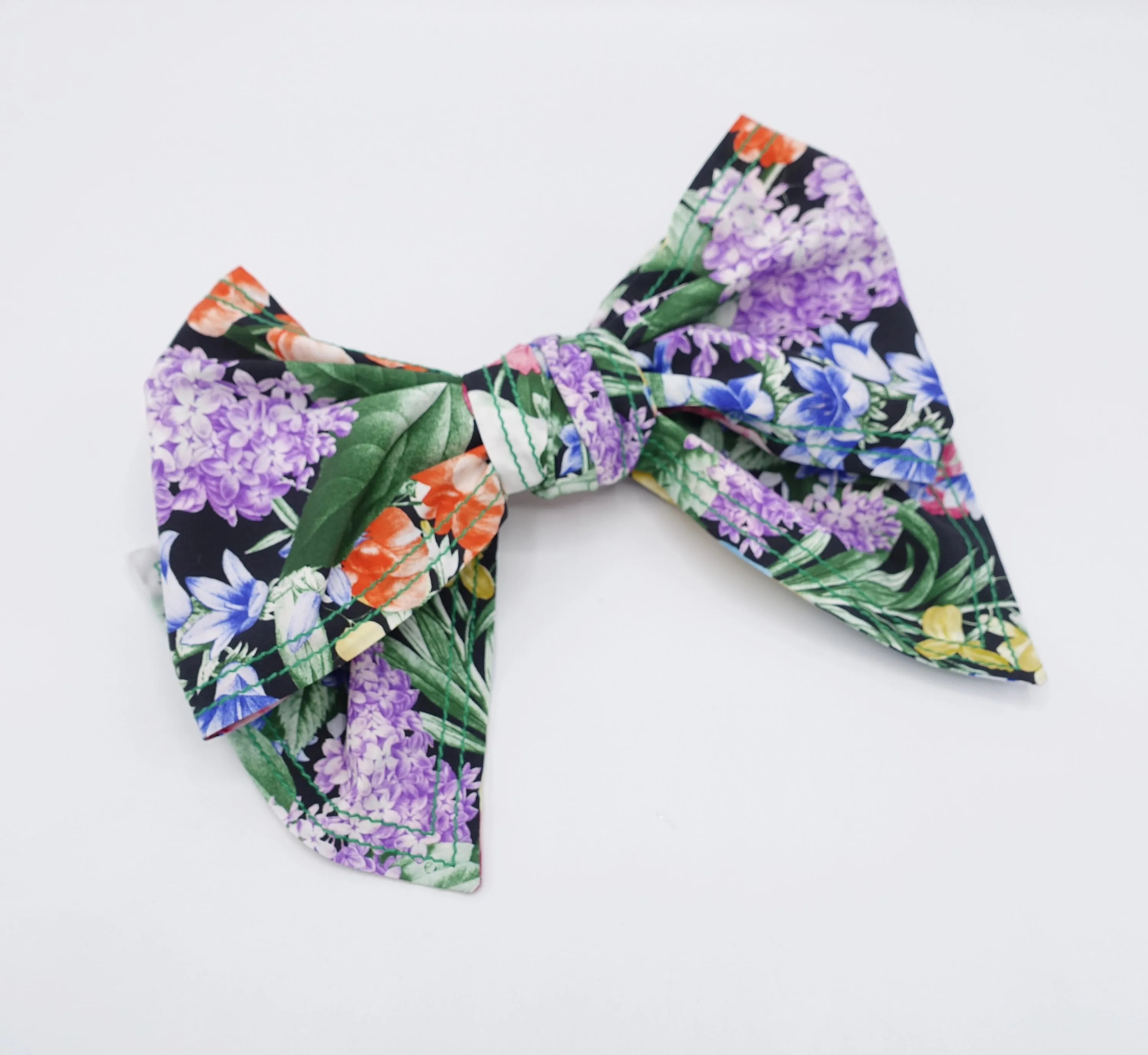 glam floral hair bow, large floral hair bow, floral hair bows for women