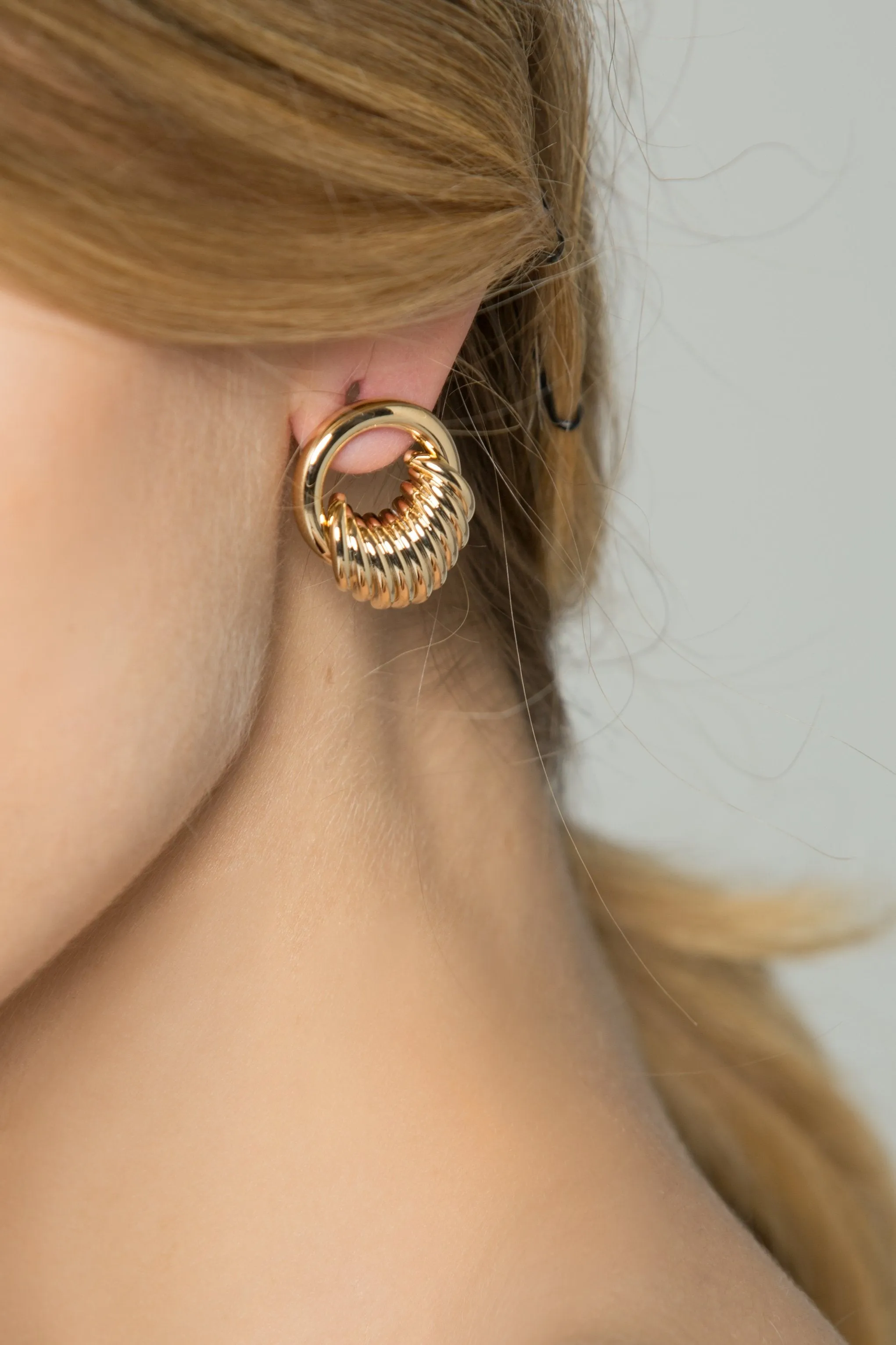 Gold Nano-ring Stud Earrings