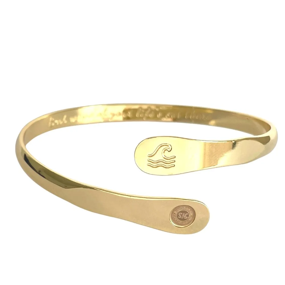 Gold Wave Bracelets, Surfers Bracelets, Ocean Bracelets,  Engraved Best wave of your life's out there Bracelets