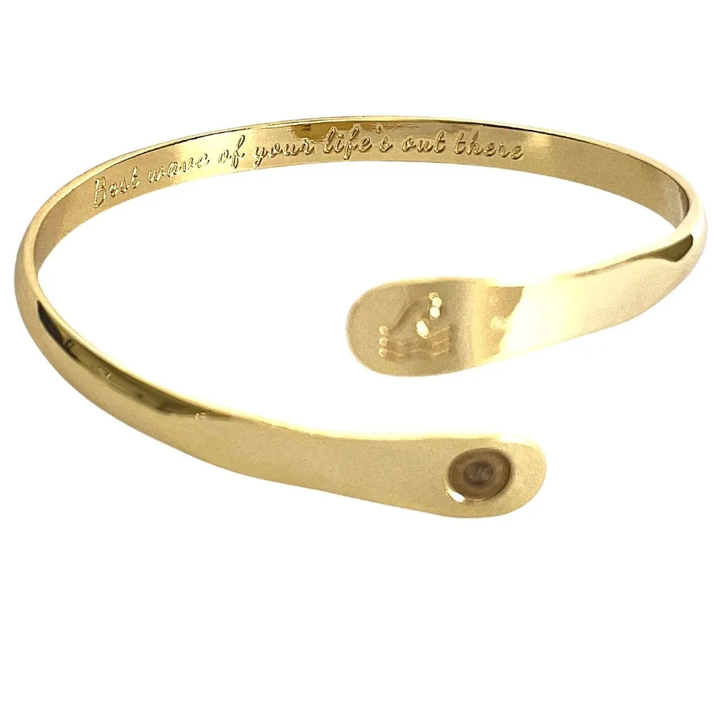 Gold Wave Bracelets, Surfers Bracelets, Ocean Bracelets,  Engraved Best wave of your life's out there Bracelets