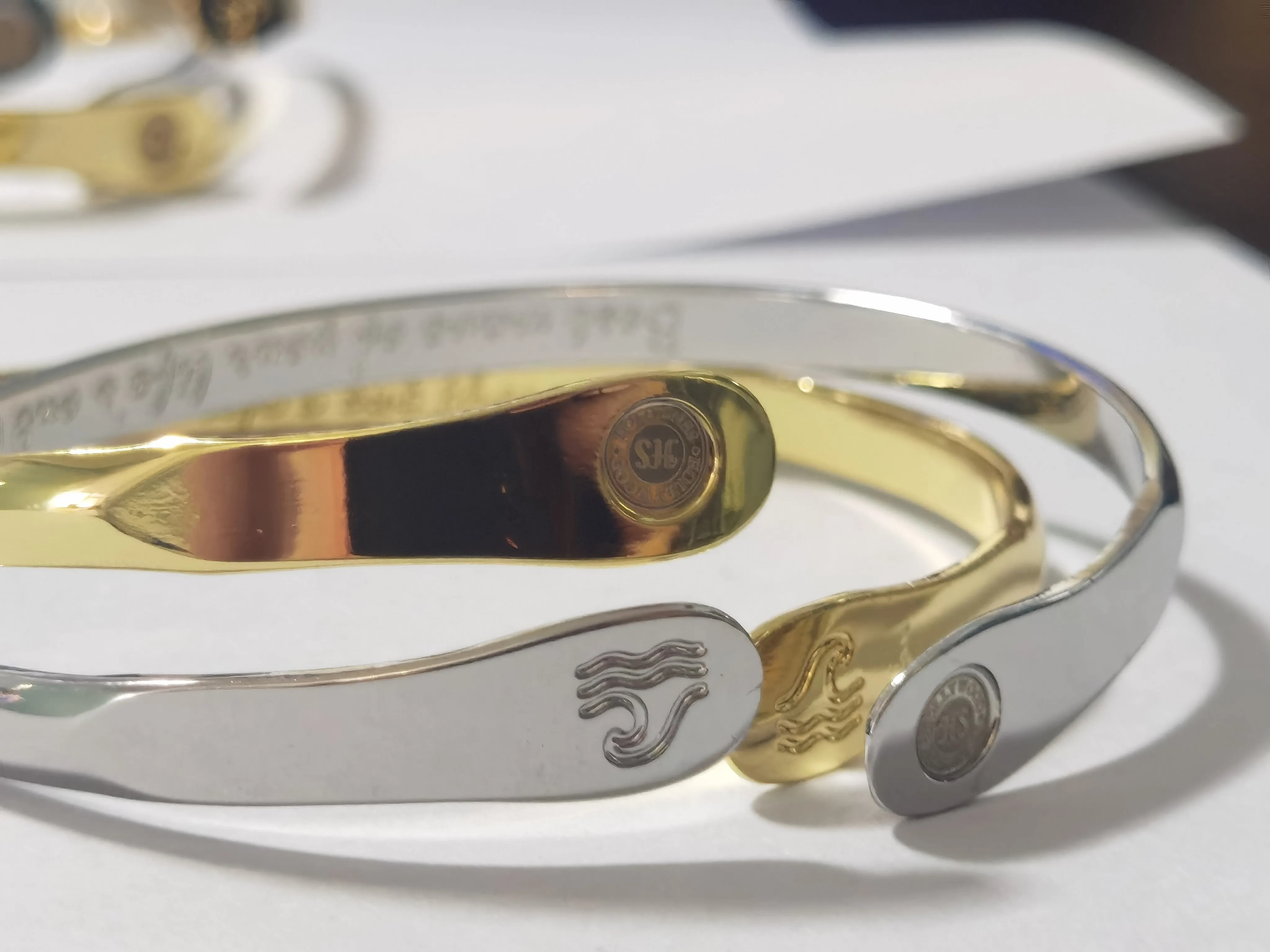 Gold Wave Bracelets, Surfers Bracelets, Ocean Bracelets,  Engraved Best wave of your life's out there Bracelets