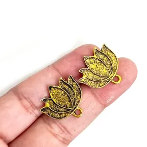 Golden lotus stud earring components metal flower earrings findings ESG67